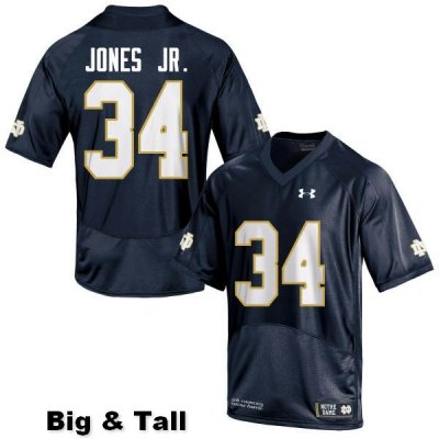 Notre Dame Fighting Irish Men's Tony Jones Jr. #34 Navy Blue Under Armour Authentic Stitched Big & Tall College NCAA Football Jersey FBZ1799FN